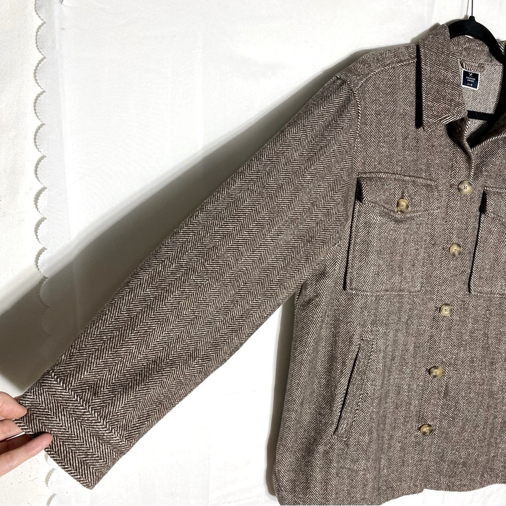 Denver Hayes Brown Herringbone Button Up Shirt Jacket Shacket L - Picture 11 of 15
